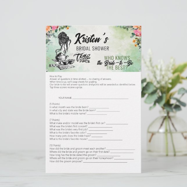 Papelería Fiesta de té de ducha de novia que sabe mejor cart (Anverso de pie)