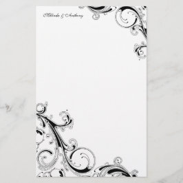 Papelería Filigree Swirl Black 5.5 x 8.5 Stationery