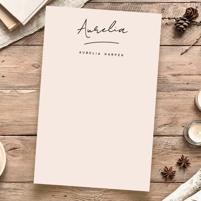 Papelería Firma monográfica Rubor rosa simple personalizada (Subido por el creador)