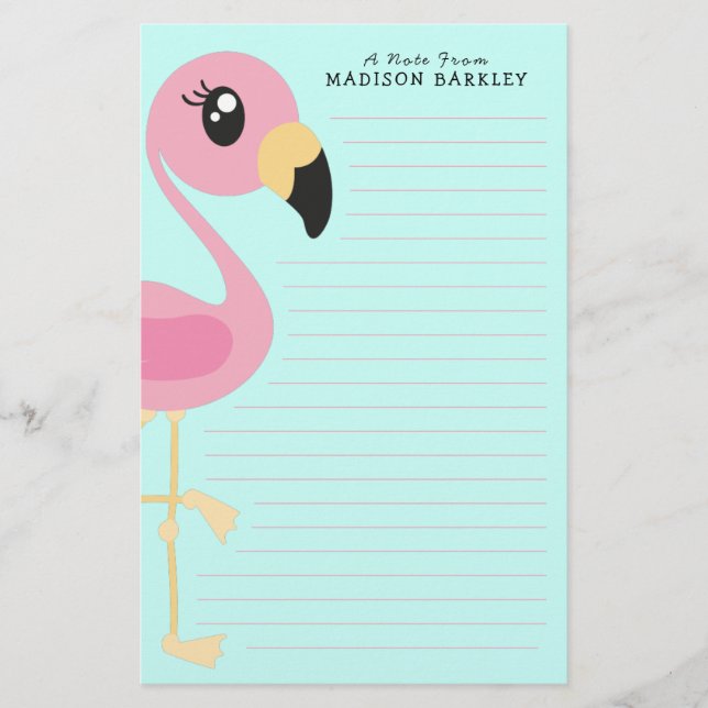 Papelería Flamingo Cute Niños Tropicales (Anverso)