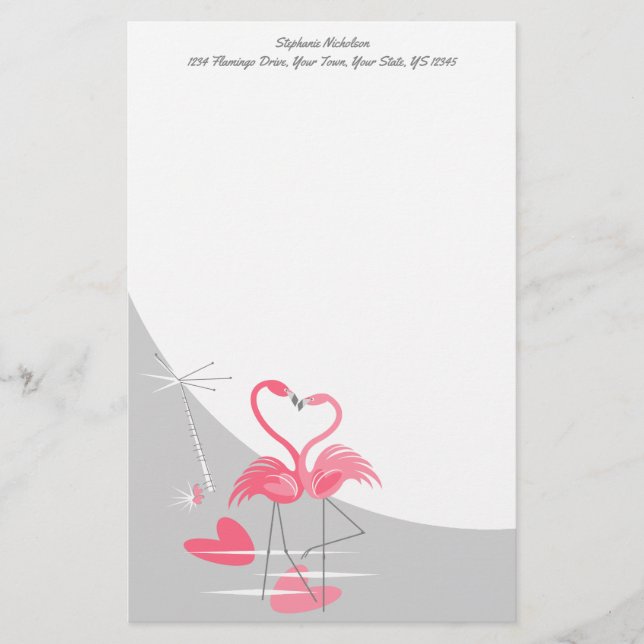 Papelería Flamingo Love Large Moon Texting (Anverso)