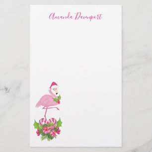 Papelería Flamingo rosa en Santa Hat Navidades caprichosos