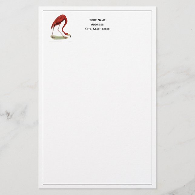 Papelería Flamingo rosa vintage #1 (Anverso)