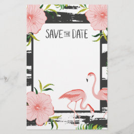 Papelería Flamingo Rosado Tropical Save The Date