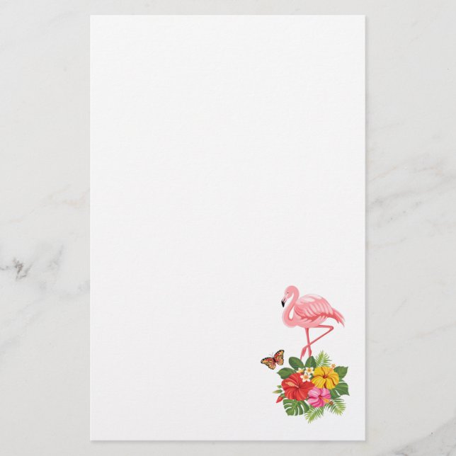 Papelería Flamingo rosado y flamante tropical hibiscus (Anverso)