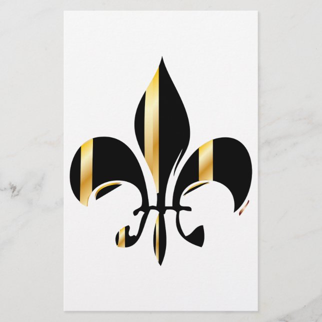 Papelería Fleur de Lis negro y dorado (Anverso)