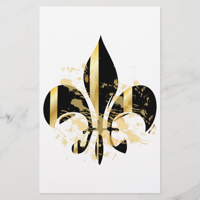 Papelería Fleur de Lis negro y oro (Anverso)