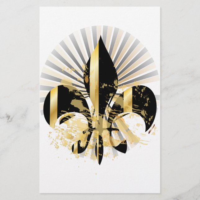 Papelería Fleur de Lis negro y oro (Anverso)