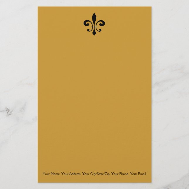 Papelería Fleur De Lis negro y oro (Anverso)