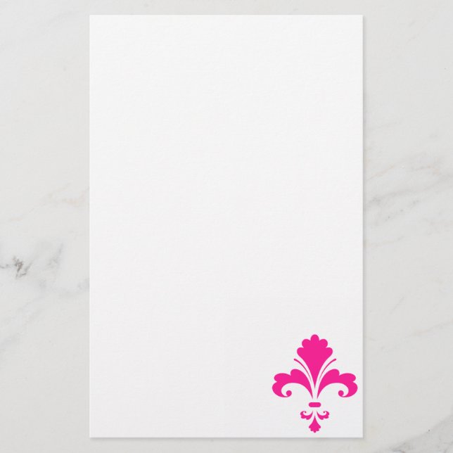 Papelería Fleur-de-lis rosado caliente (Anverso)
