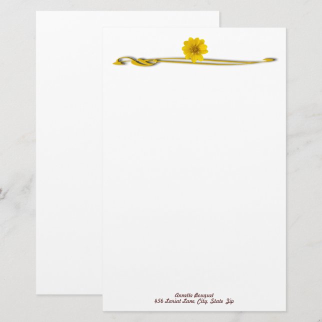 Papelería Flor amarilla florece Personalizado de borde (Anverso / Reverso)
