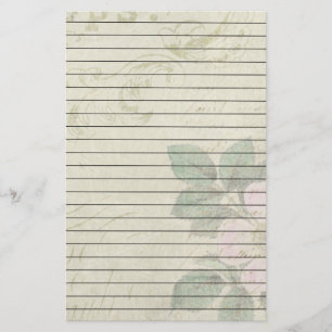 Papelería Flor apenada del rosa del vintage con las líneas