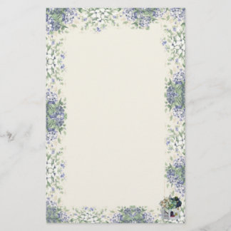 Papelería Flor azul Birdhouse-Inmóvil