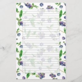 Papelería Flor de arándano salvaje de color de agua de fruta