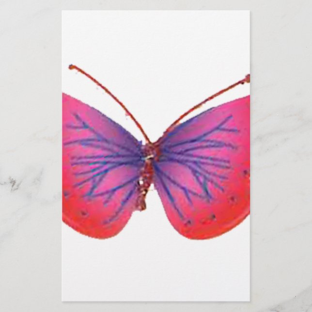 Papelería "Flor de Atardecer" Mariposa Roja y Morada Impresi (Anverso)
