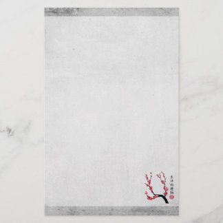 Papelería Flor de cerezo rojo tres arte "Regalo de vida"