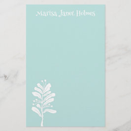 Papelería Flor de planta blanca Ilustracion botánico mínimo