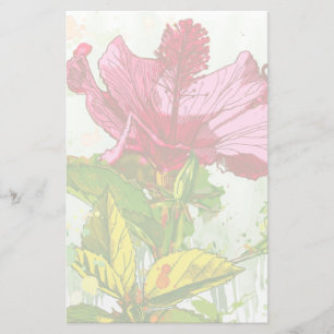 Papelería Flor del hibisco - pintura de la acuarela