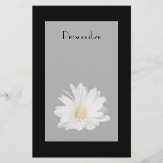 Papelería Flor elegante de la margarita blanca con nombre (Anverso)