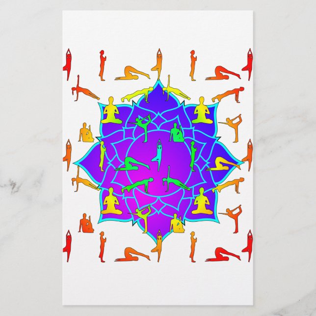 Papelería Flor Lotus Con Polos De Yoga (Anverso)