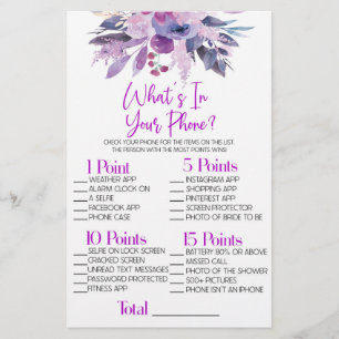 Papelería Flor morada juego de ducha de novia en teléfono
