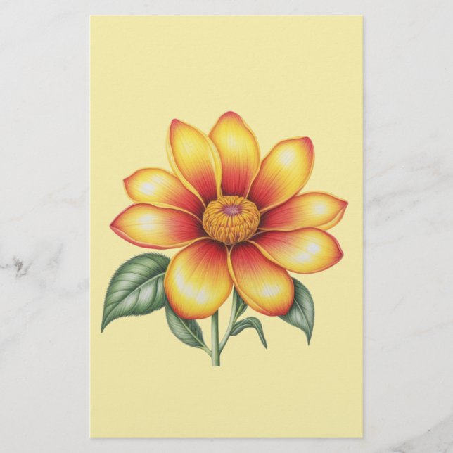 Papelería Flor naranja (Anverso)