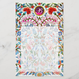 Papelería FLOR ORIENTAL DAMASCO MONOGRAMA Rosa Amatista