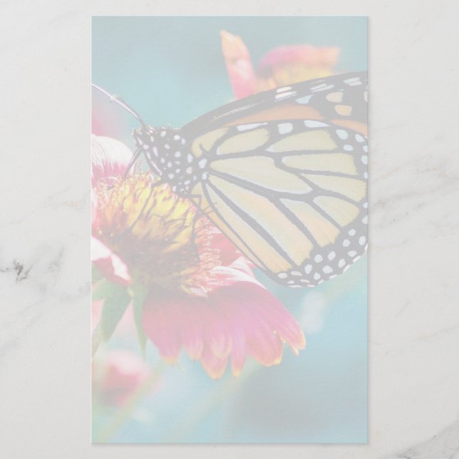Papelería Flor roja de mariposa monarca (Anverso)