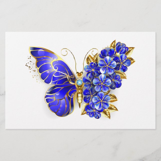 Papelería Flor Sapphire Mariposa (Anverso)