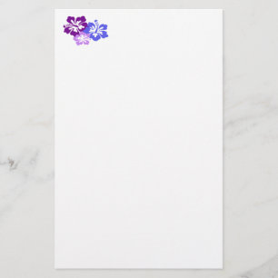 Papelería Flor tópica del hibisco en azul, púrpura y lila