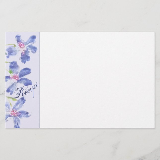 Papelería Floral azul acuático (Anverso)