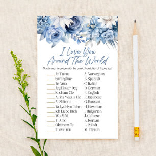 Papelería Floral azul alrededor del juego mundial de ducha d
