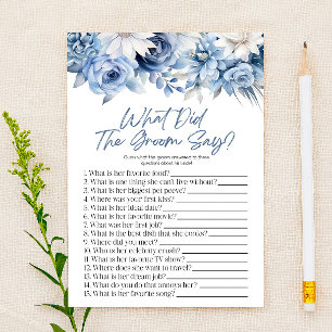 Papelería Floral azul lo que dice Groom el juego de la ducha