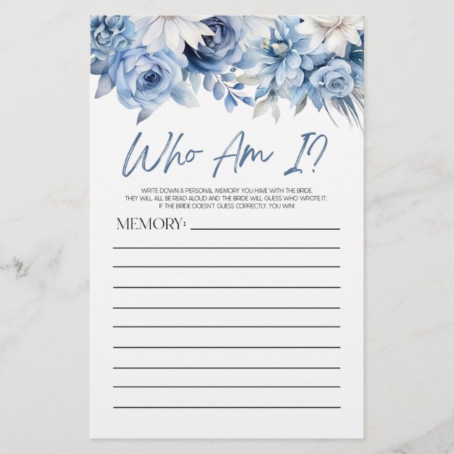 Papelería Floral azul turbia que soy yo juego de ducha de no (Anverso)