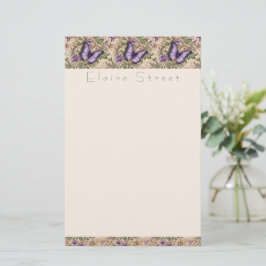 Papelería Floral de mariposa morada y estatificación herbal