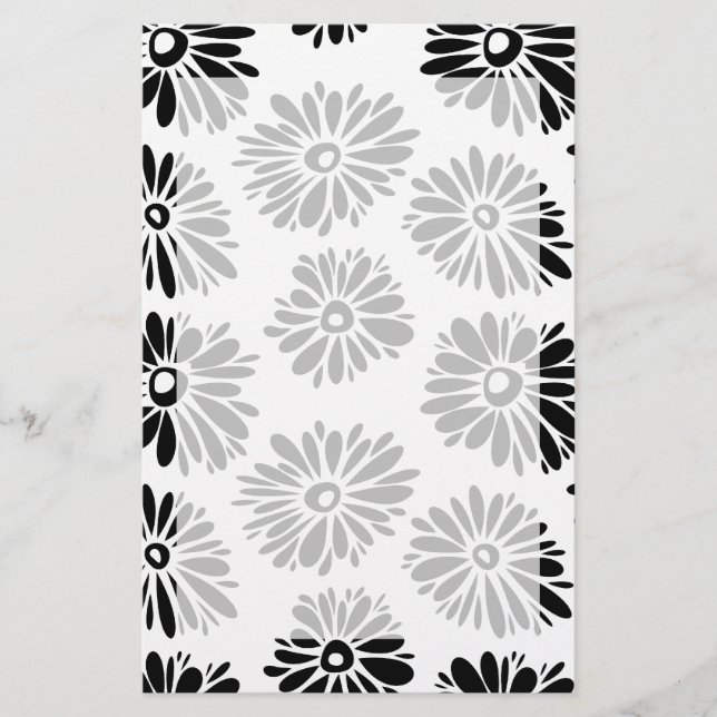 Papelería Floral Funky negra y blanca (Anverso)