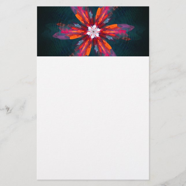 Papelería Floral Mandala Flores Naranja Azul Rojo Resumen (Anverso)