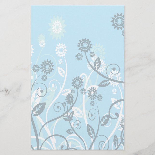 Papelería Floral moderna azul cielo (Anverso)
