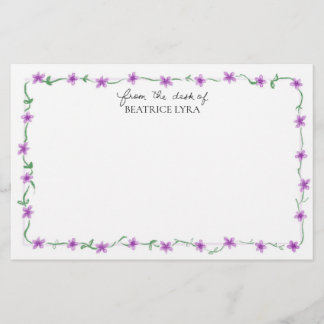 Papelería Floral púrpura personalizable