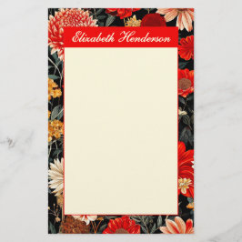 Papelería Floral roja y crema 5.5x8.5 Estacionamiento vertic
