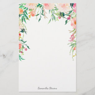 Papelería Floral rosa de bonito con su nombre