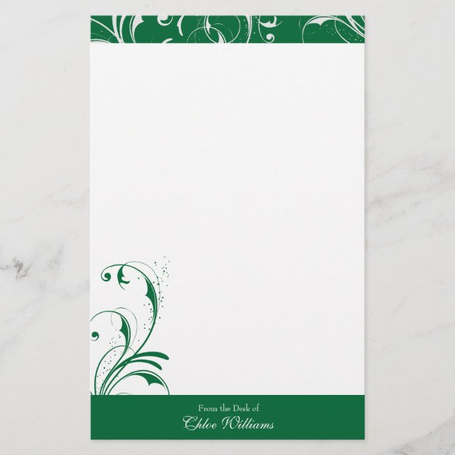 Papelería Florecimiento verde y blanco elegante (Anverso)
