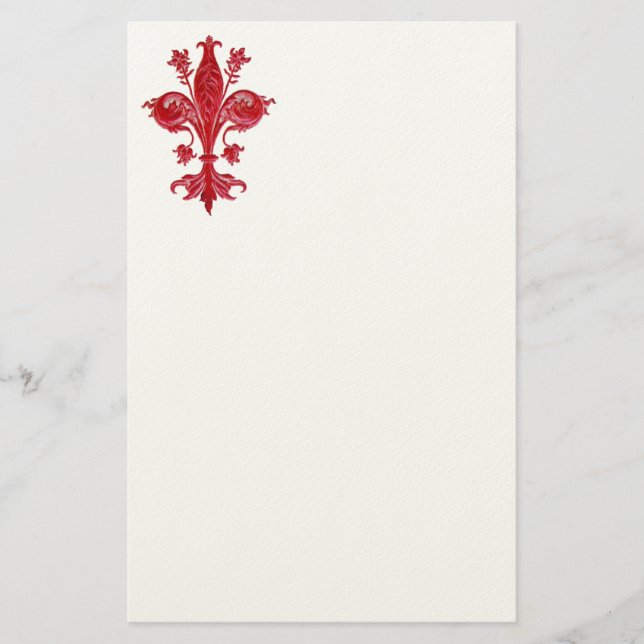 Papelería FLORENTINE LILY ROJO / FLEUR DE LISE ,Sentido blan (Anverso)