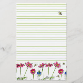 Papelería Flores acuáticas de abejas Cosmos rosados Llenos v