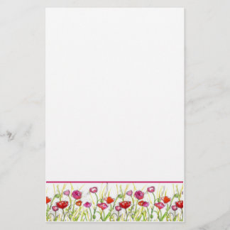 Papelería Flores acuáticas de adormidera roja