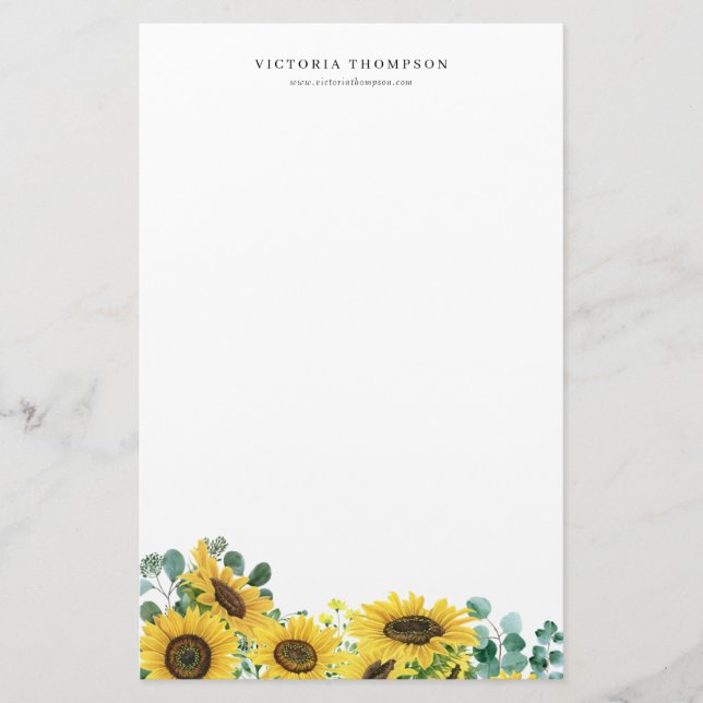 Papelería Flores acuáticas y eucalipto personalizados (Anverso)