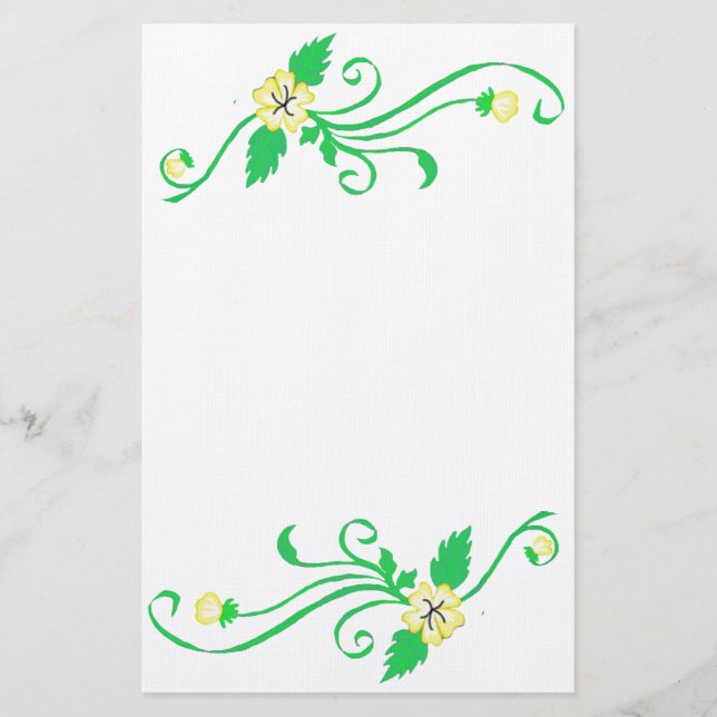 Papelería Flores amarillas con vina verde (Anverso)