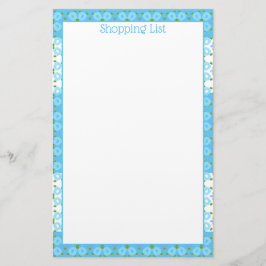 Papelería Flores azul y blanca