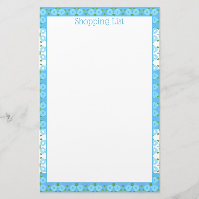 Papelería Flores azul y blanca (Anverso)