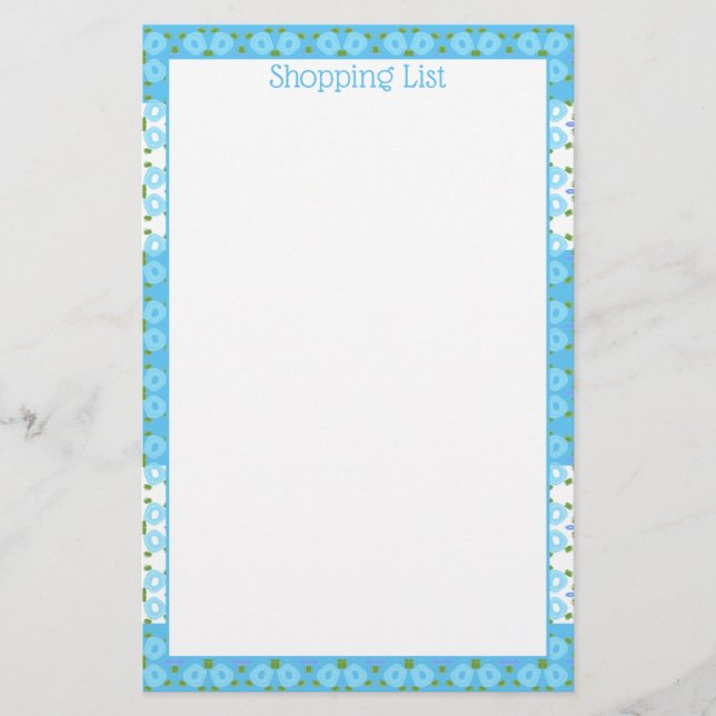 Papelería Flores azul y blanca (Anverso)